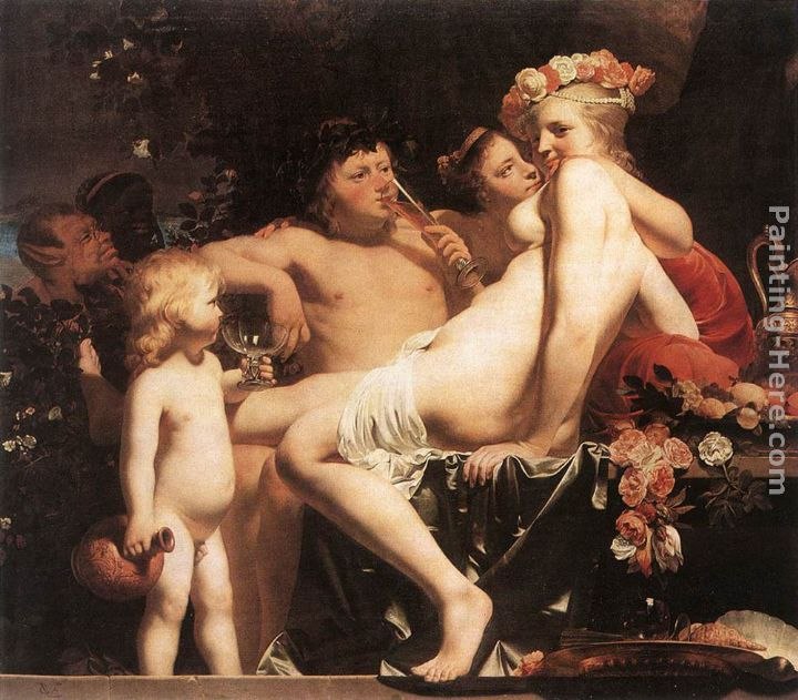 Caesar van Everdingen Bacchus with Two Nymphs and Cupid